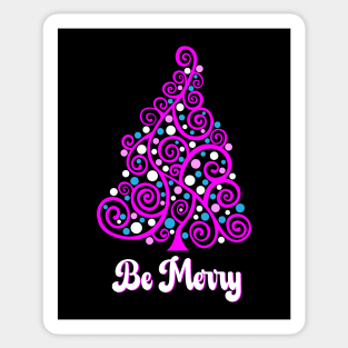 Doodle Christmas Tree "Be Merry" - Barbie Style Colors, Sticker